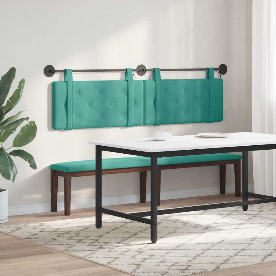 Hangend hoofdbord Met LED-verlichting Turquoise Fluweel