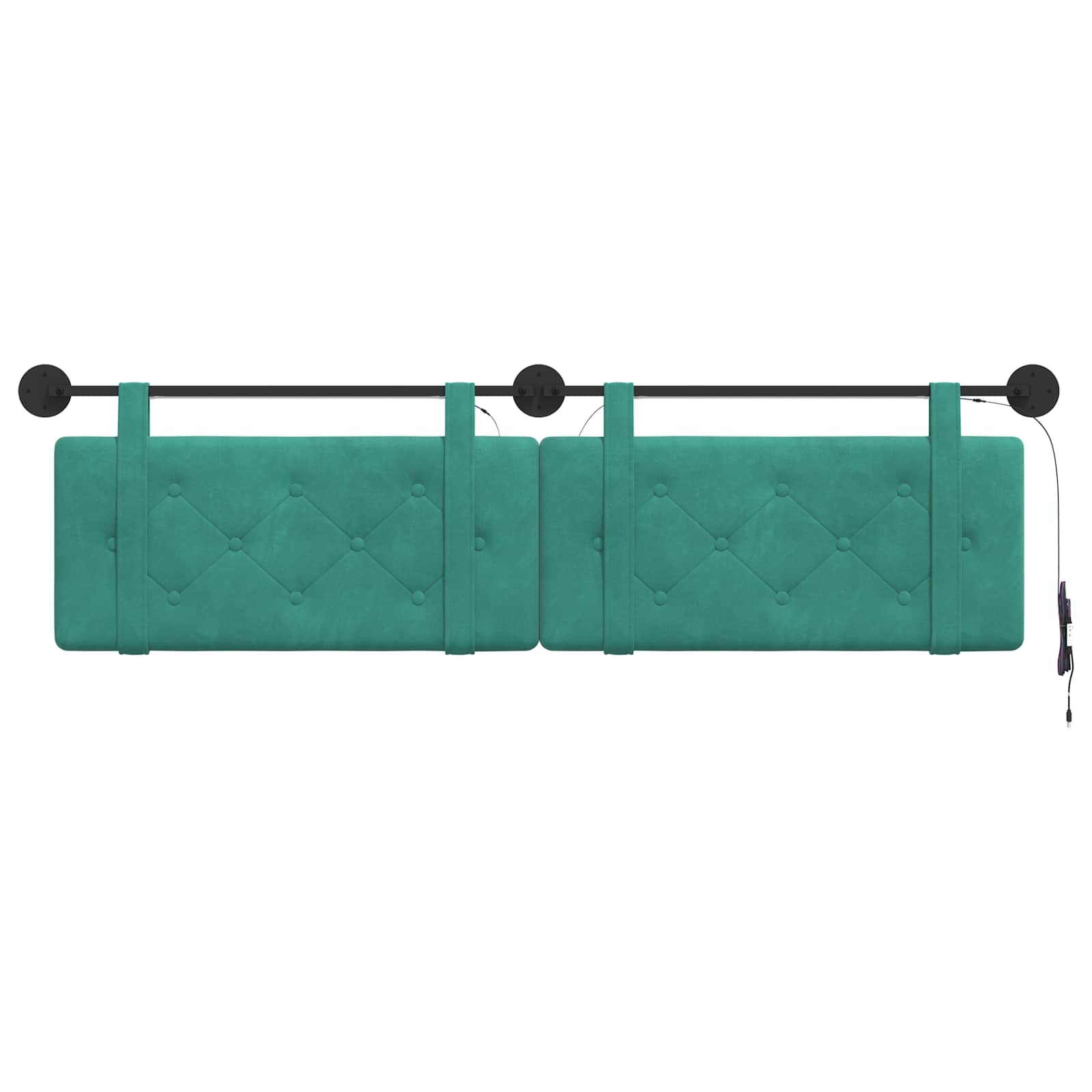 Hangend hoofdbord Met LED-verlichting Turquoise Fluweel