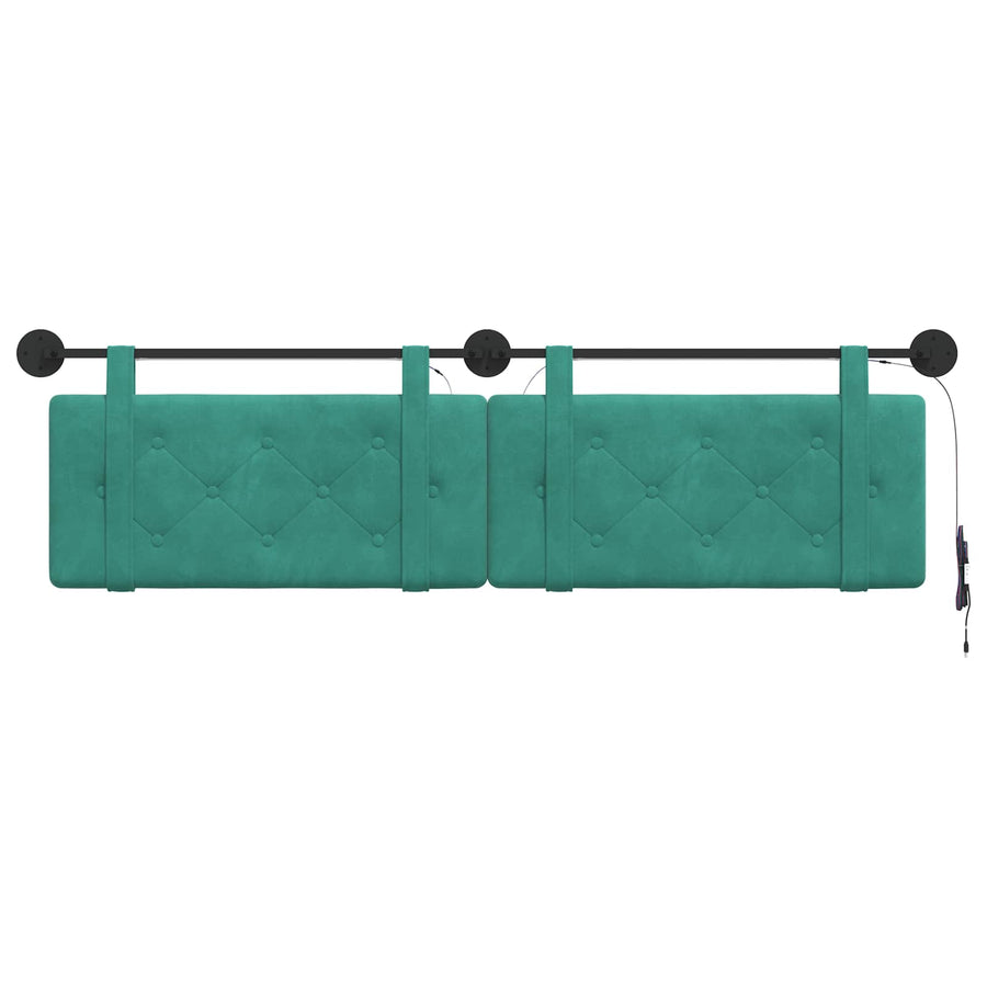 Hangend hoofdbord Met LED-verlichting Turquoise Fluweel