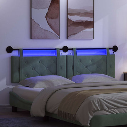 Hangend hoofdbord Met LED-verlichting Zeegroen Fluweel