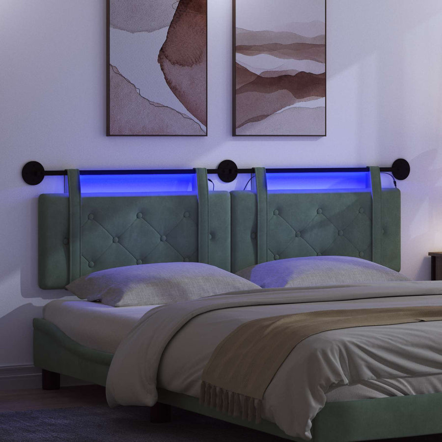 Hangend hoofdbord Met LED-verlichting Zeegroen Fluweel