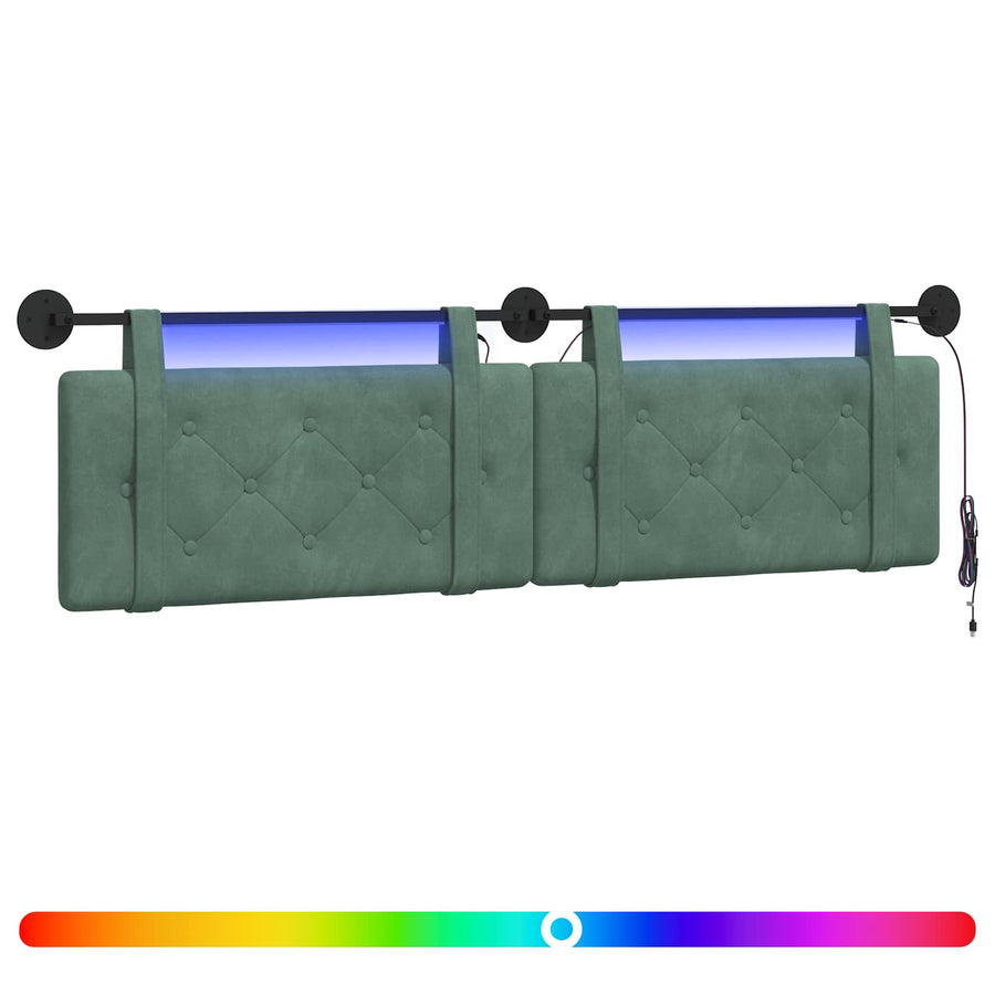 Hangend hoofdbord Met LED-verlichting Zeegroen Fluweel