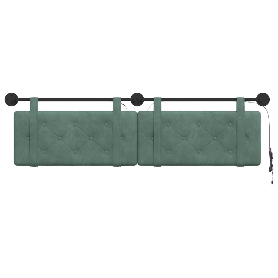 Hangend hoofdbord Met LED-verlichting Zeegroen Fluweel