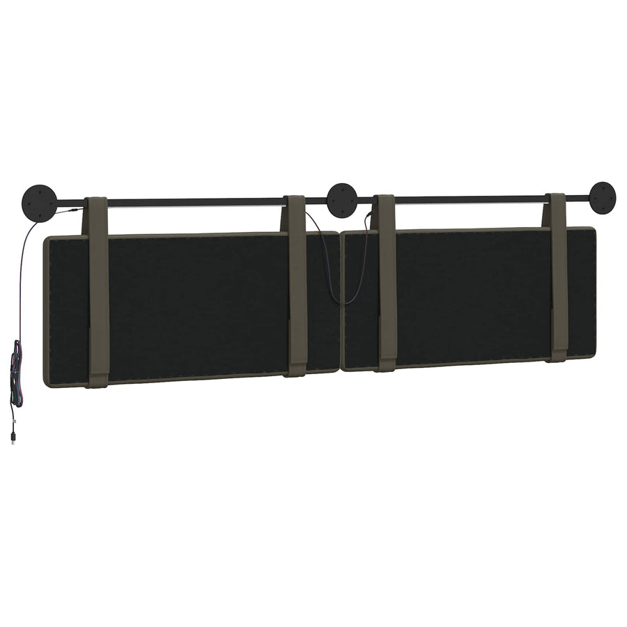 Hangend hoofdbord Met LED-verlichting Grijs Kunstleer