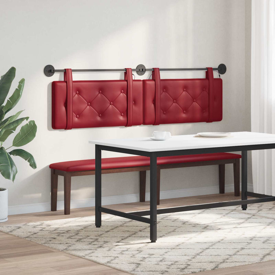 Hangend hoofdbord Met LED-verlichting Wijnrood Kunstleer