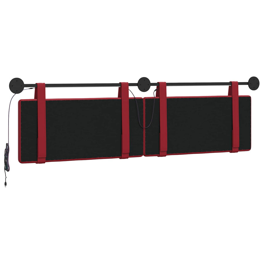 Hangend hoofdbord Met LED-verlichting Wijnrood Kunstleer