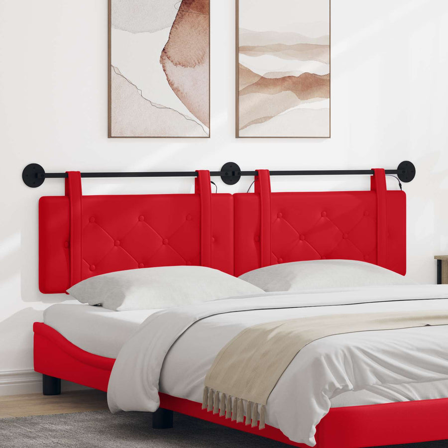Hangend hoofdbord Met LED-verlichting Rood Kunstleer