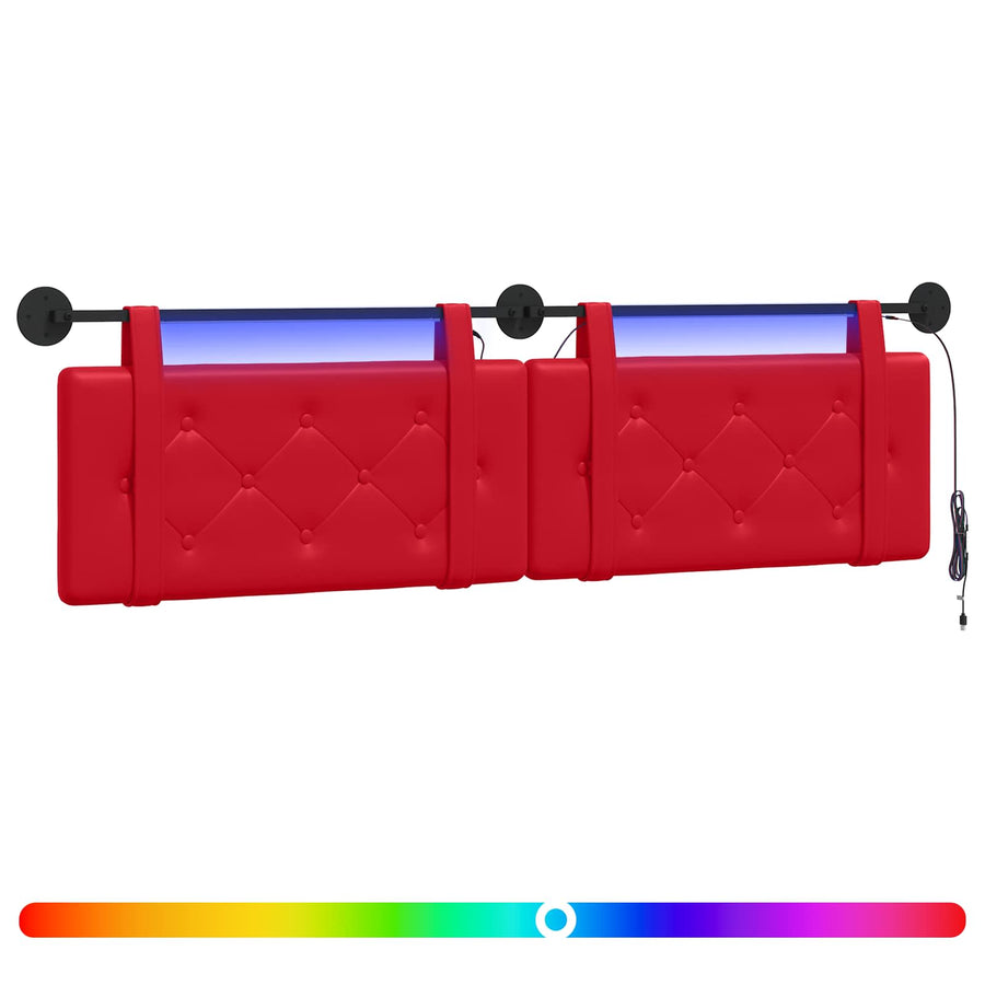 Hangend hoofdbord Met LED-verlichting Rood Kunstleer