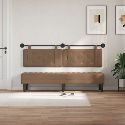 Hangend hoofdbord Met LED-verlichting Cappuccino Kunstleer