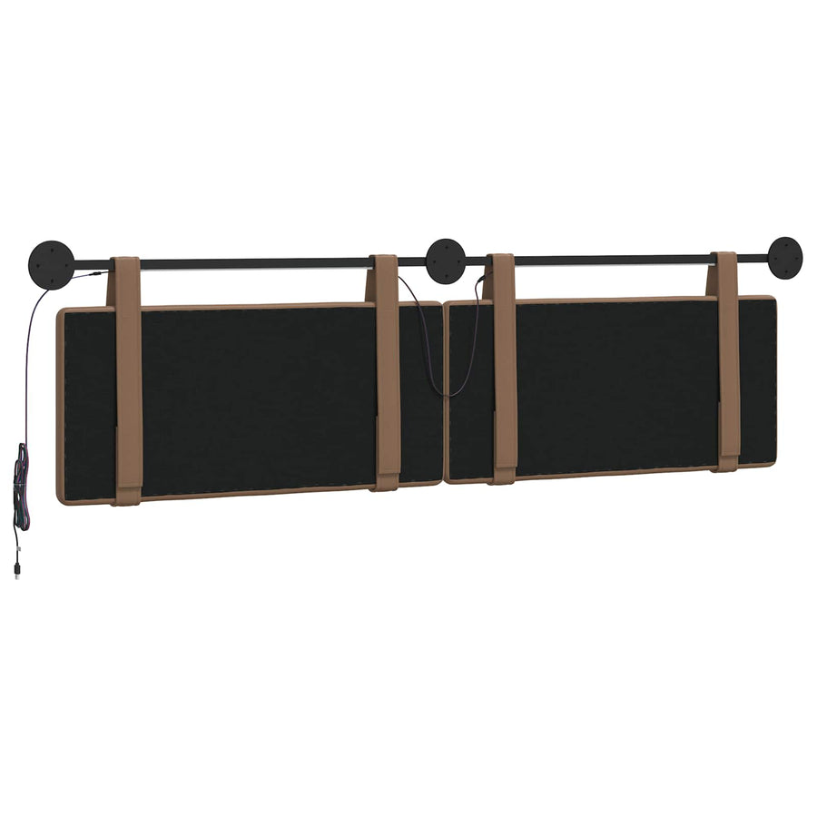 Hangend hoofdbord Met LED-verlichting Cappuccino Kunstleer