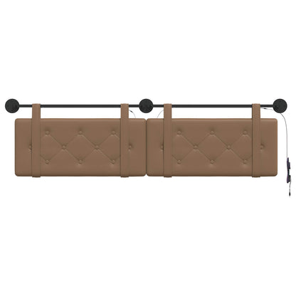 Hangend hoofdbord Met LED-verlichting Cappuccino Kunstleer
