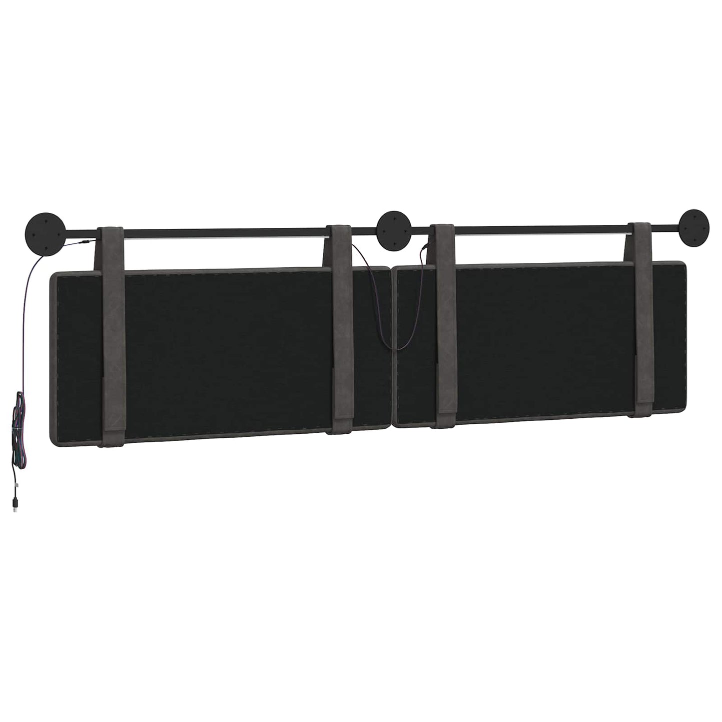Hangend hoofdbord Met LED-verlichting Zwart Antiek PU