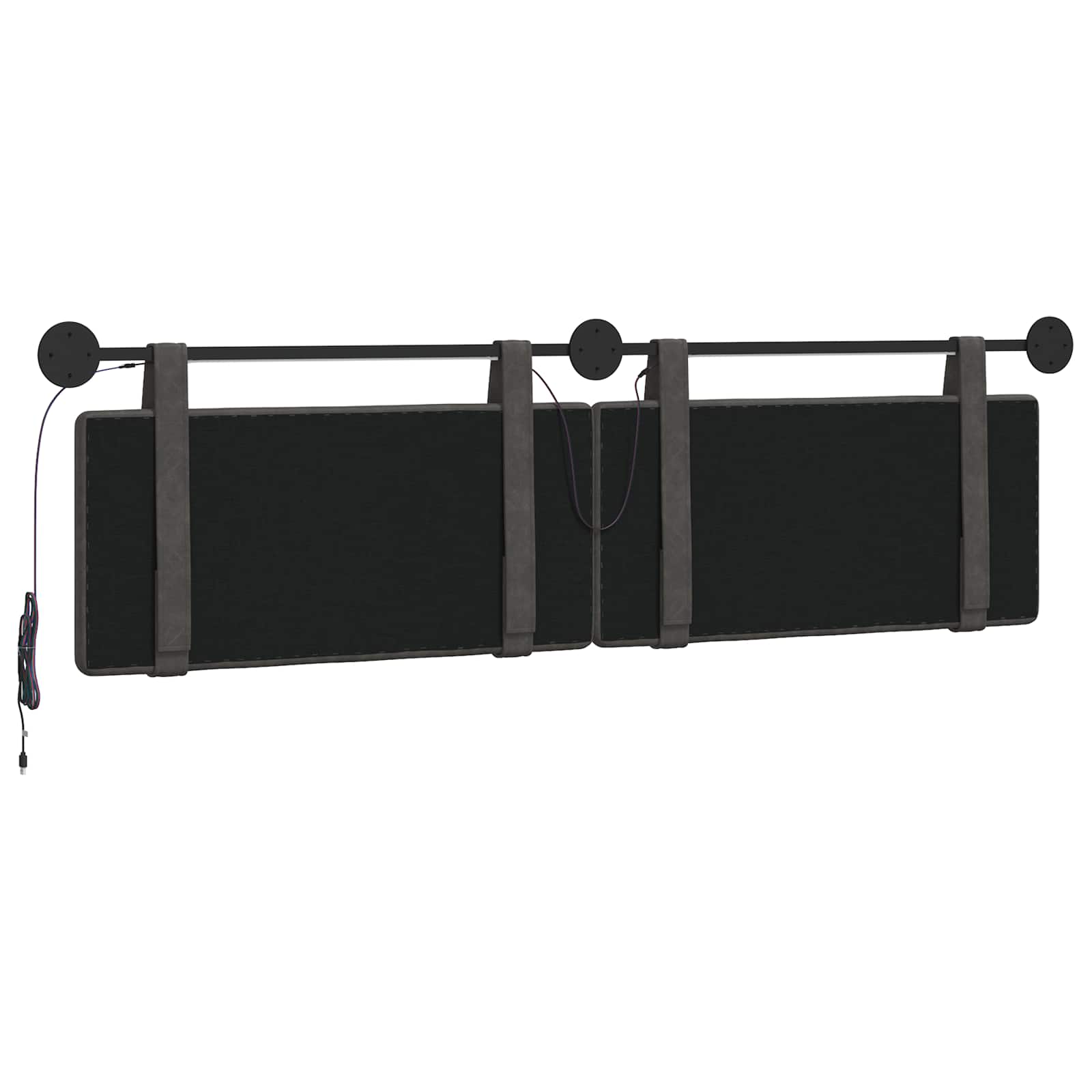 Hangend hoofdbord Met LED-verlichting Zwart Antiek PU