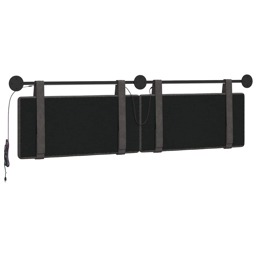 Hangend hoofdbord Met LED-verlichting Zwart Antiek PU