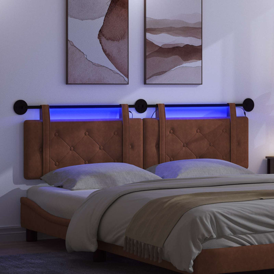 Hangend hoofdbord Met LED-verlichting Bruin Antiek PU