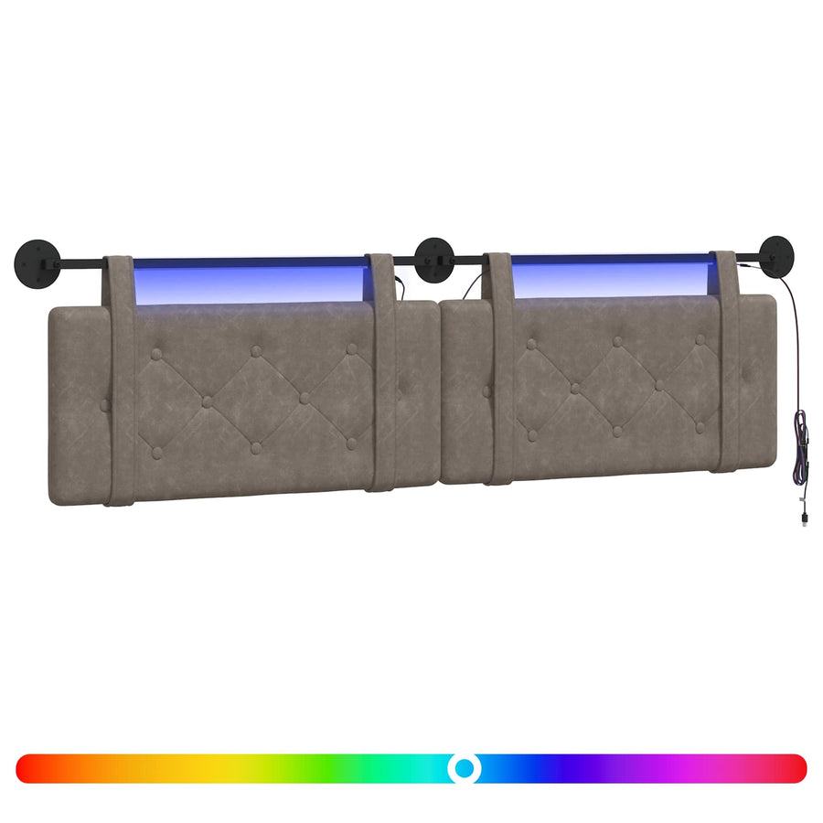 Hangend hoofdbord Met LED-verlichting Grijs Antiek PU