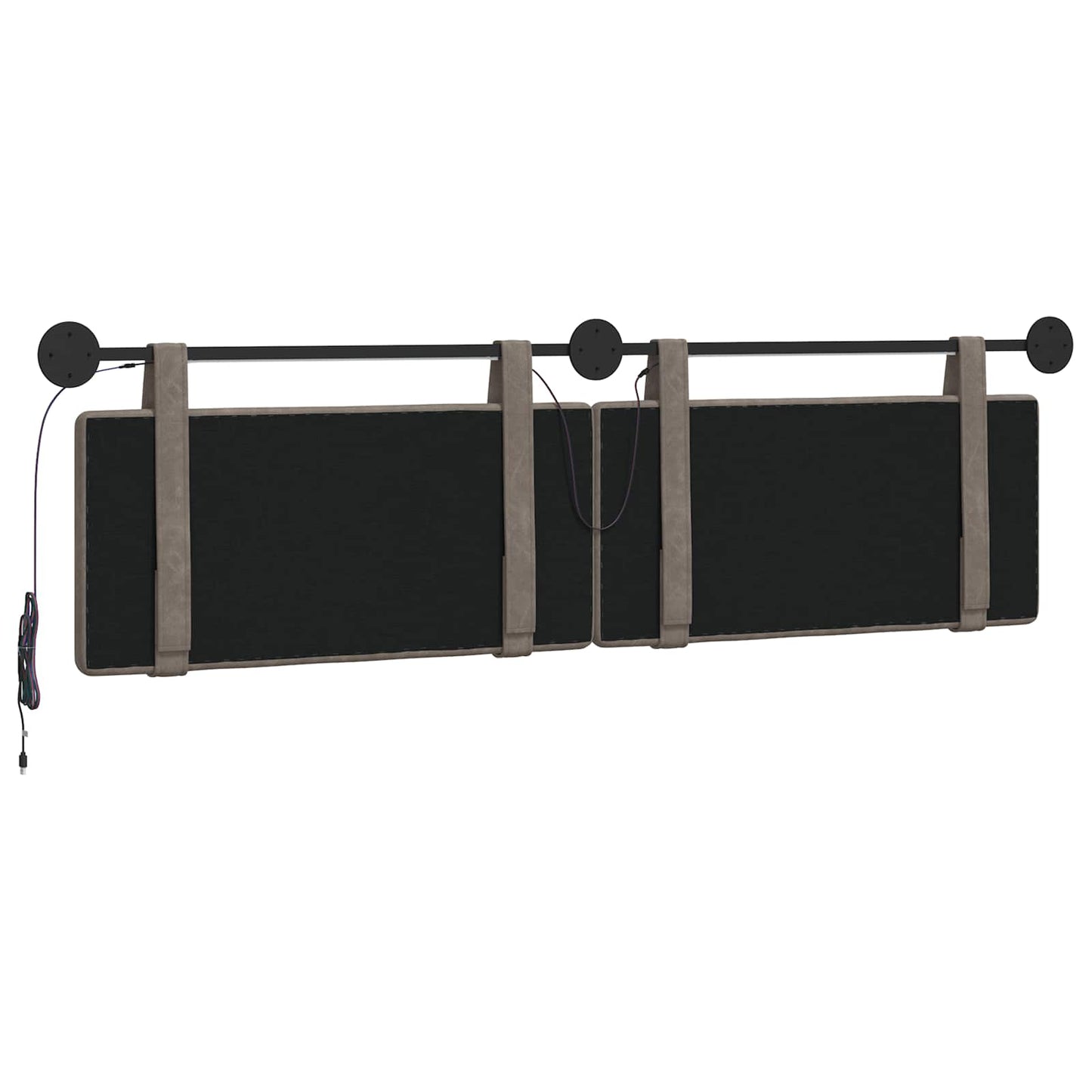 Hangend hoofdbord Met LED-verlichting Grijs Antiek PU