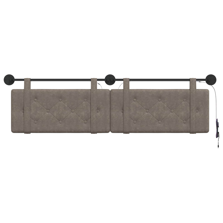 Hangend hoofdbord Met LED-verlichting Grijs Antiek PU