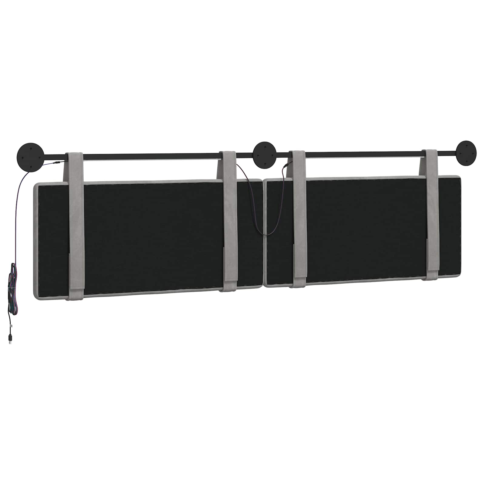 Hangend hoofdbord Met LED-verlichting Lichtgrijs Fluweel