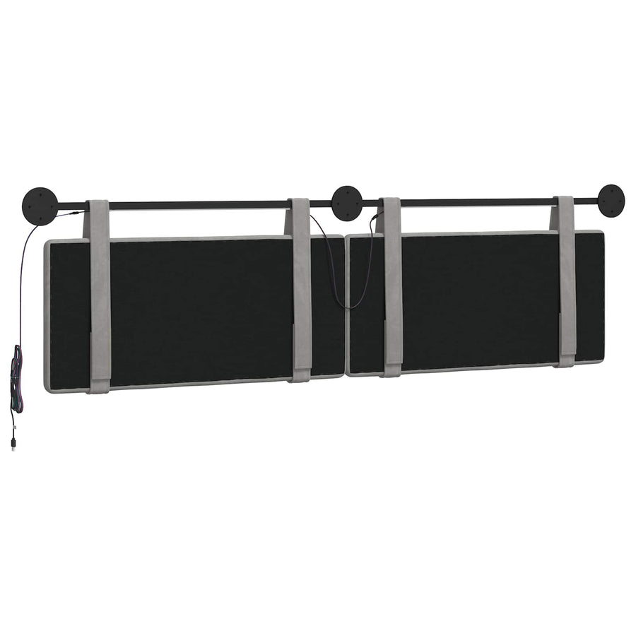 Hangend hoofdbord Met LED-verlichting Lichtgrijs Fluweel