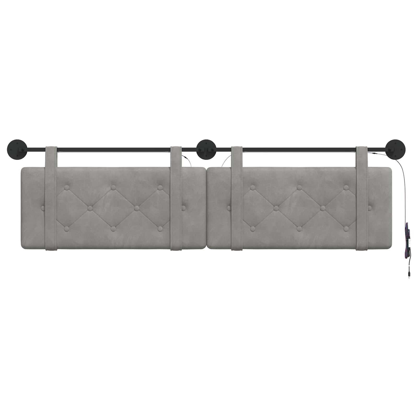 Hangend hoofdbord Met LED-verlichting Lichtgrijs Fluweel