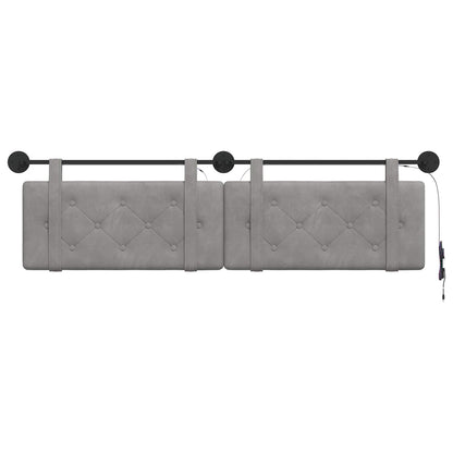 Hangend hoofdbord Met LED-verlichting Lichtgrijs Fluweel