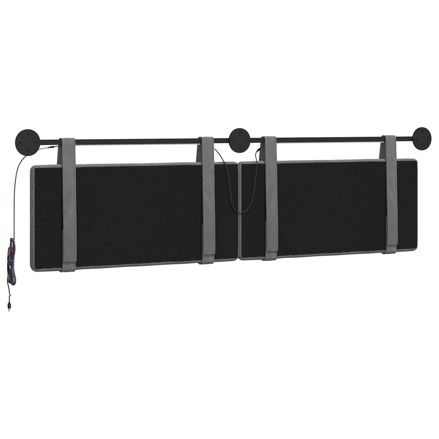 Hangend hoofdbord Met LED-verlichting Donkergrijs Fluweel