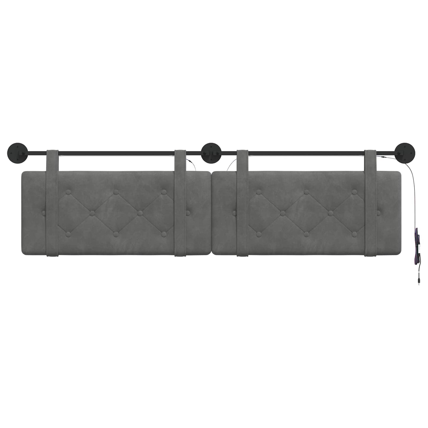Hangend hoofdbord Met LED-verlichting Donkergrijs Fluweel