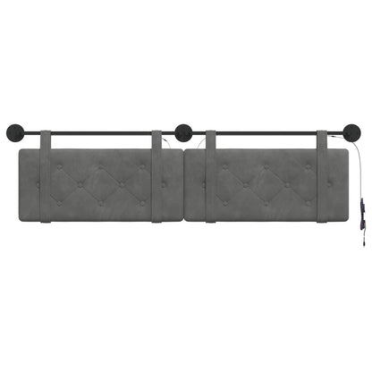 Hangend hoofdbord Met LED-verlichting Donkergrijs Fluweel