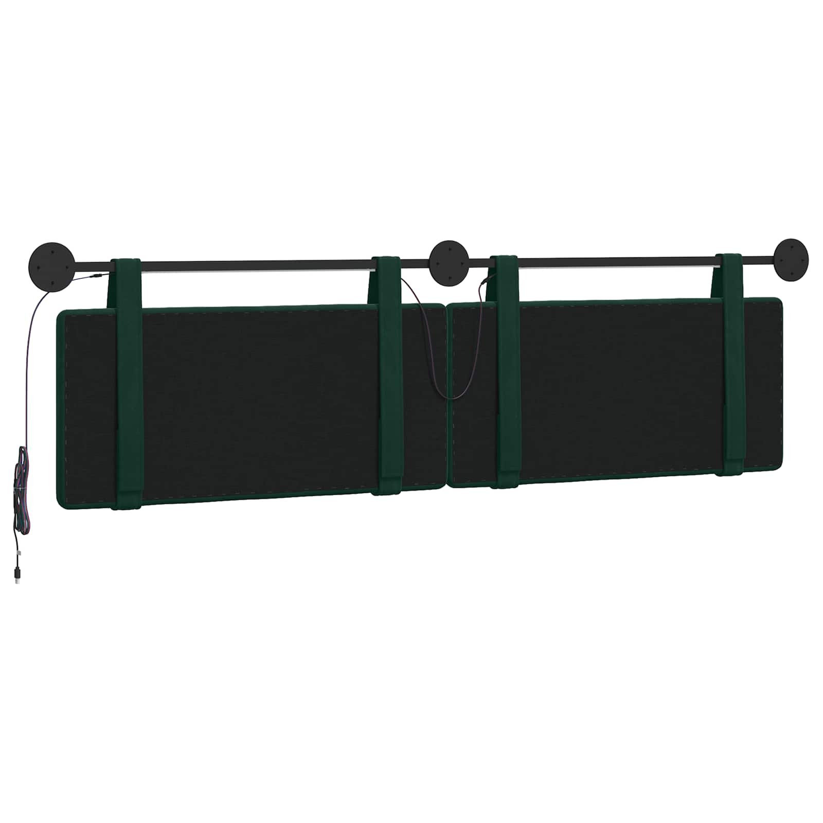 Hangend hoofdbord Met LED-verlichting Donkergroen Fluweel