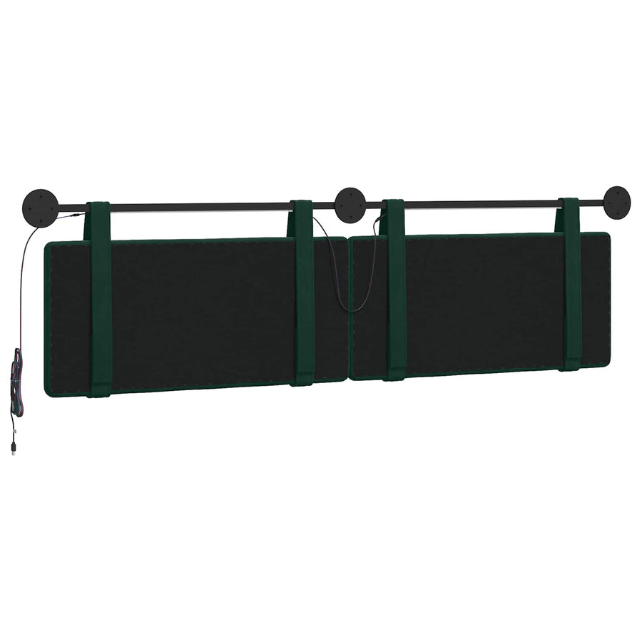 Hangend hoofdbord Met LED-verlichting Donkergroen Fluweel