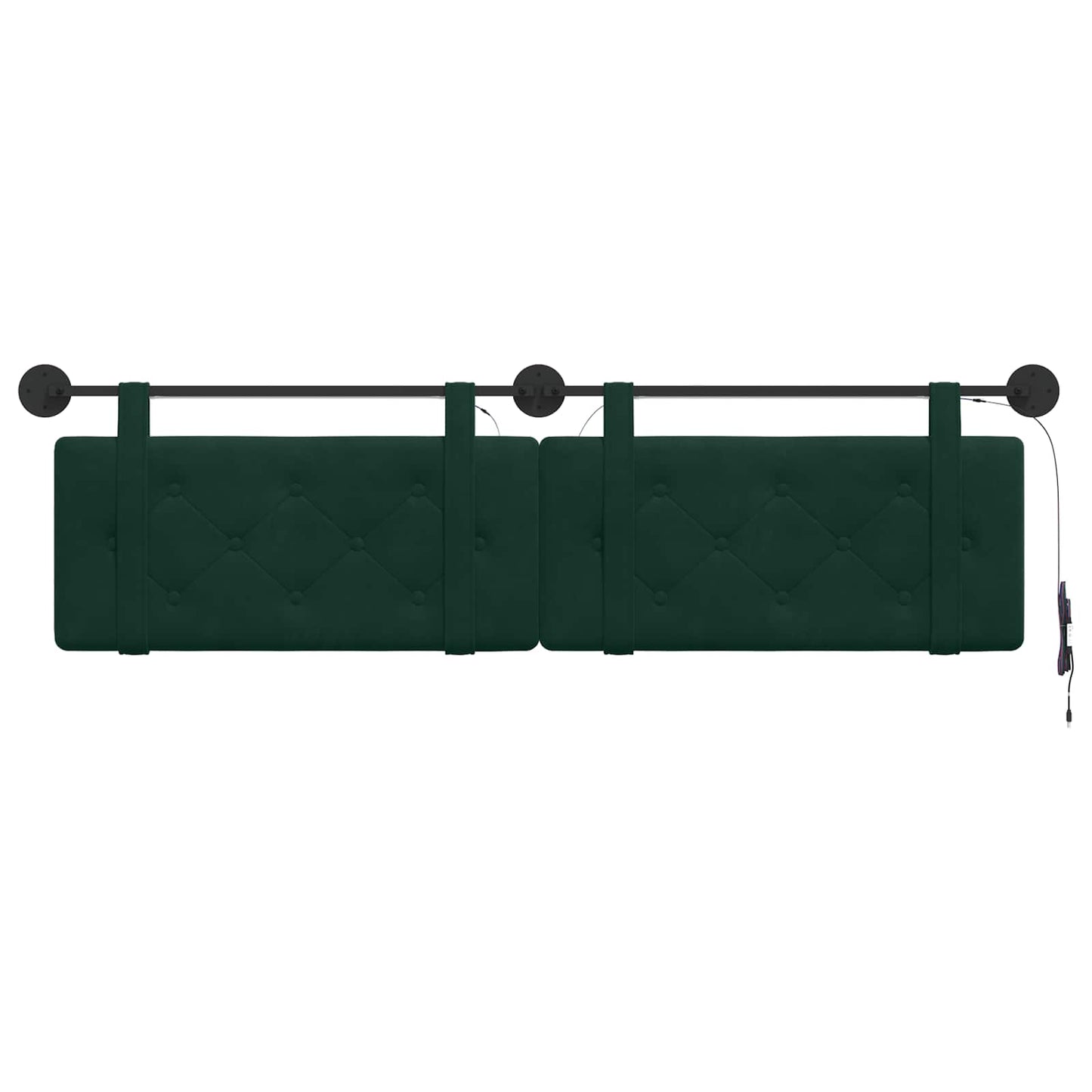Hangend hoofdbord Met LED-verlichting Donkergroen Fluweel