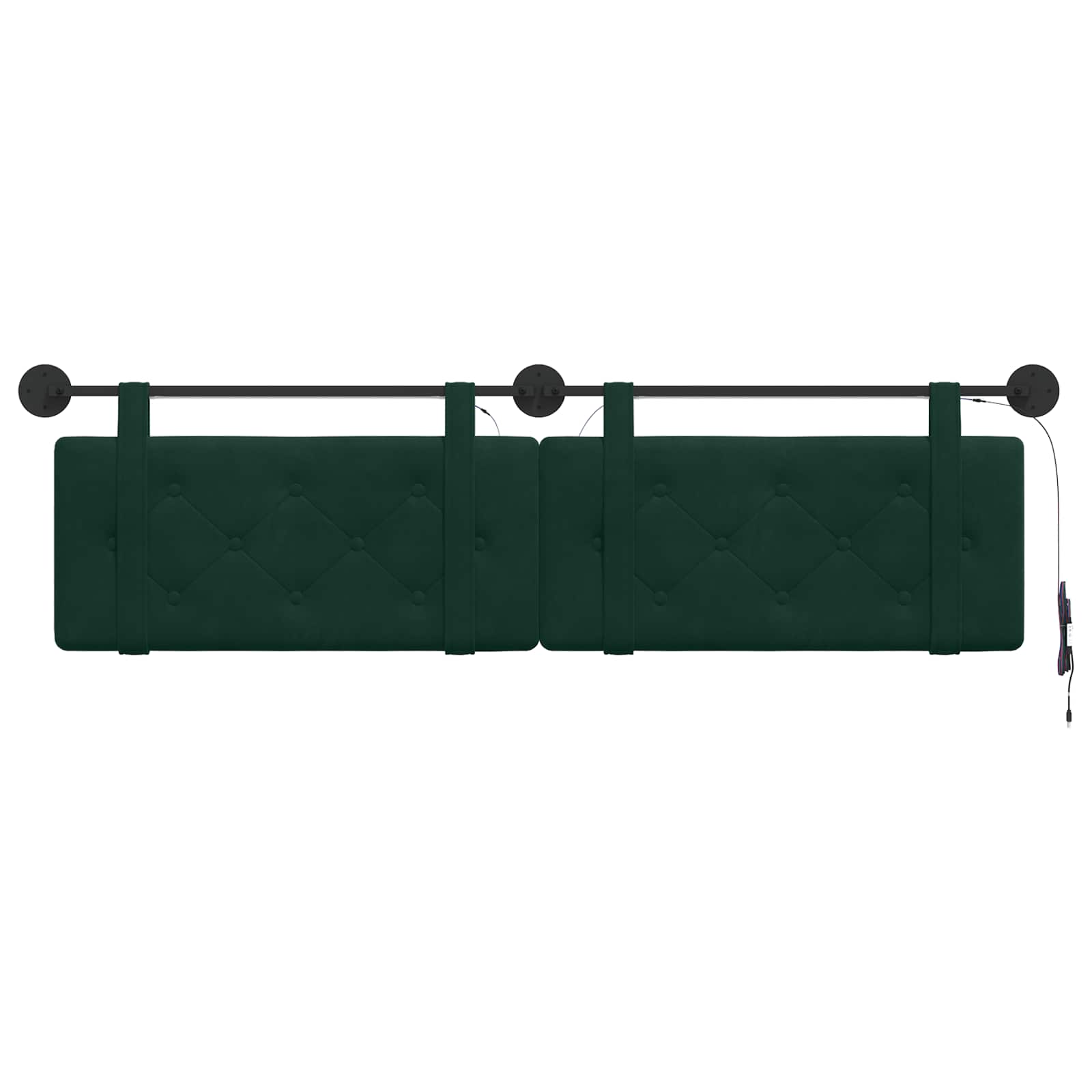 Hangend hoofdbord Met LED-verlichting Donkergroen Fluweel