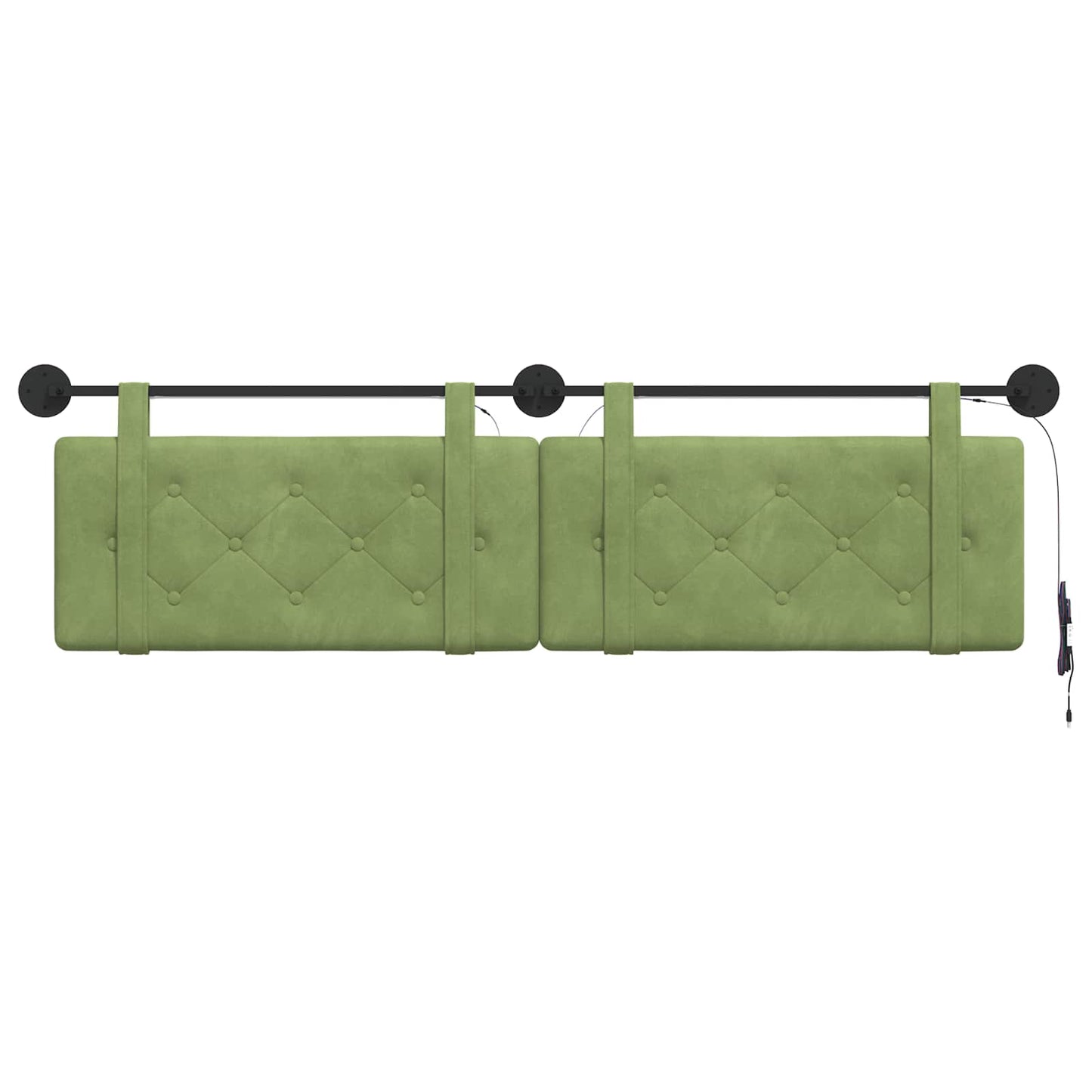 Hangend hoofdbord Met LED-verlichting Lichtgroen Fluweel