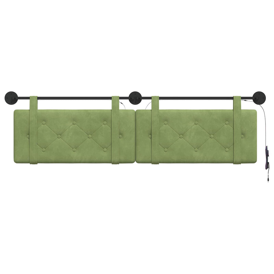 Hangend hoofdbord Met LED-verlichting Lichtgroen Fluweel
