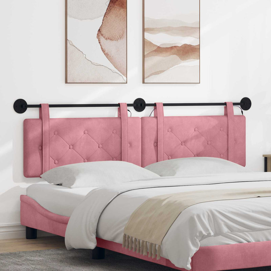 Hangend hoofdbord Met LED-verlichting Roze Fluweel