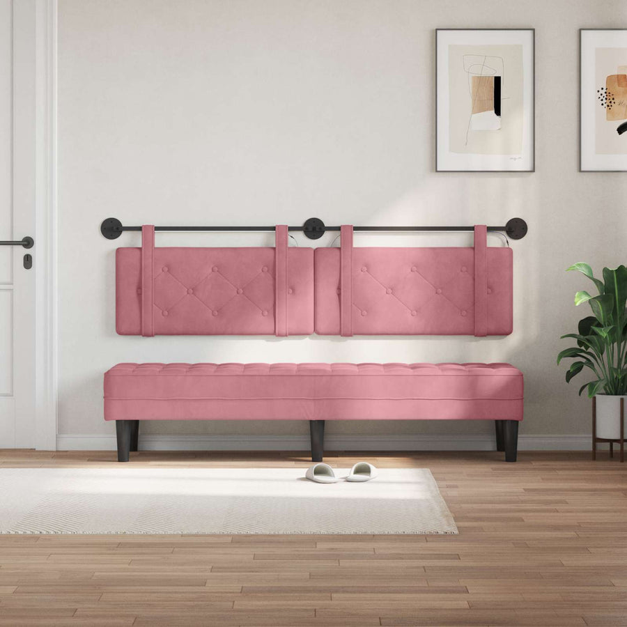 Hangend hoofdbord Met LED-verlichting Roze Fluweel