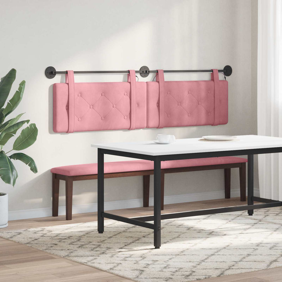 Hangend hoofdbord Met LED-verlichting Roze Fluweel