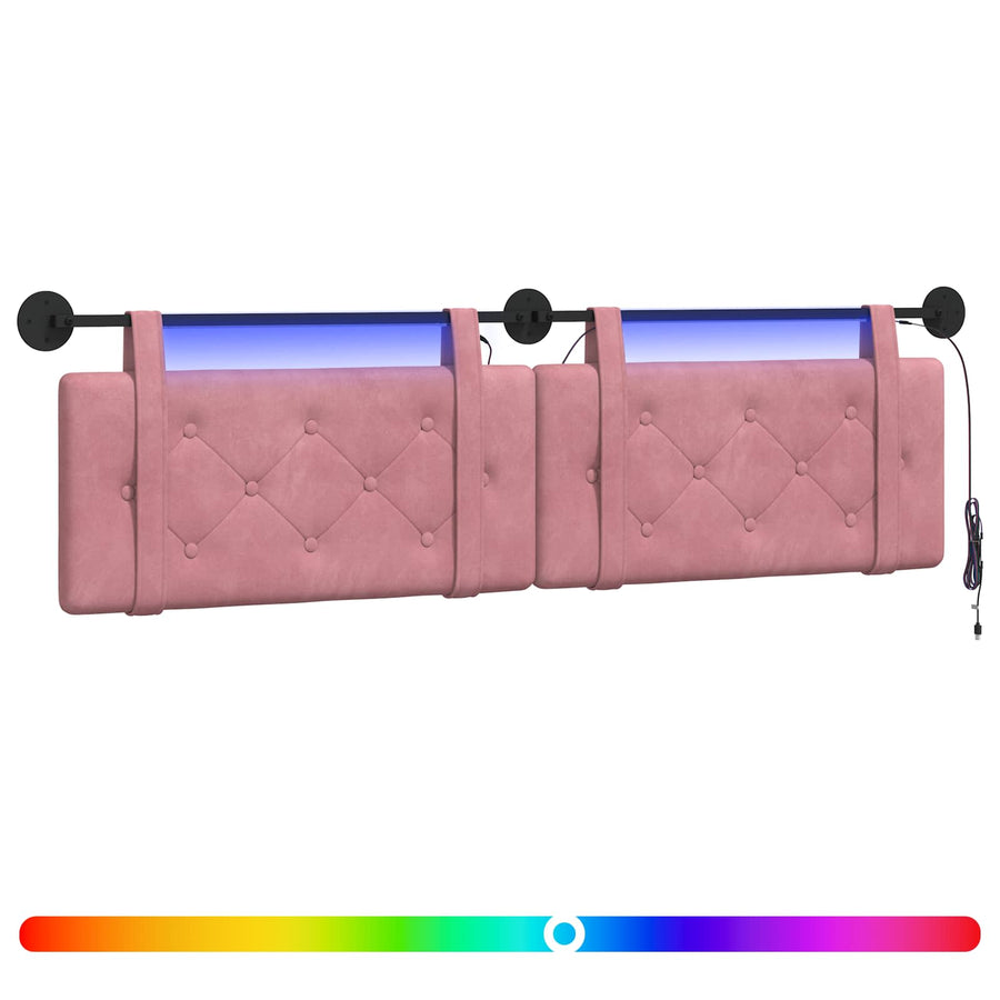 Hangend hoofdbord Met LED-verlichting Roze Fluweel