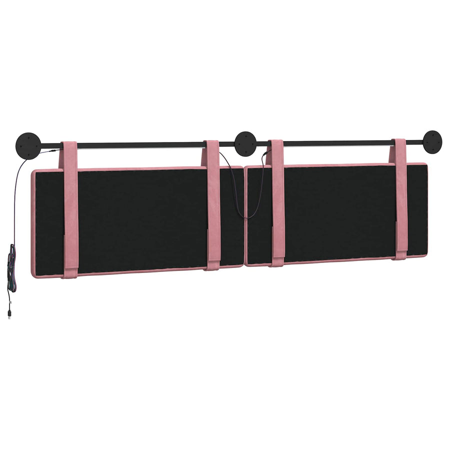 Hangend hoofdbord Met LED-verlichting Roze Fluweel