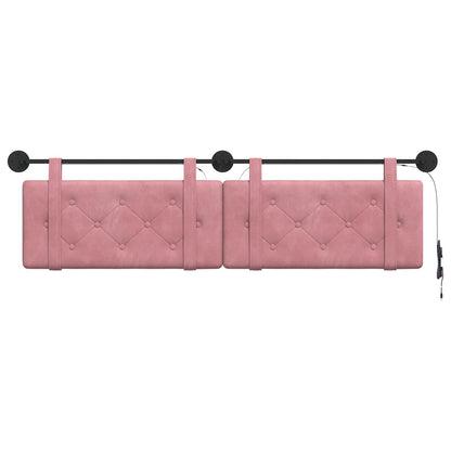 Hangend hoofdbord Met LED-verlichting Roze Fluweel