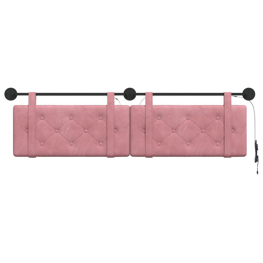 Hangend hoofdbord Met LED-verlichting Roze Fluweel