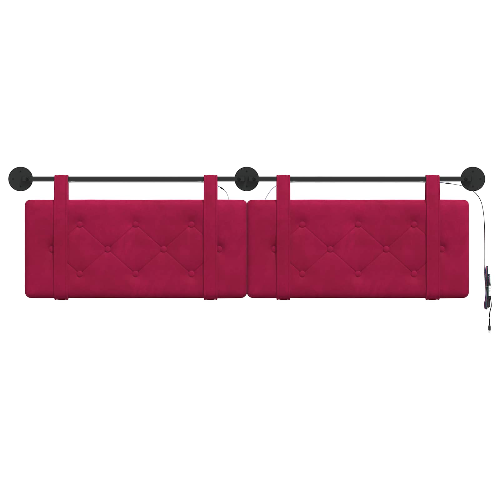 Hangend hoofdbord Met LED-verlichting Wijnrood Fluweel