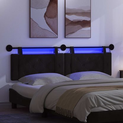 Hangend hoofdbord Met LED-verlichting Zwart Fluweel