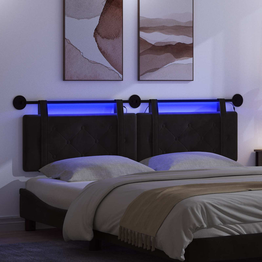 Hangend hoofdbord Met LED-verlichting Zwart Fluweel