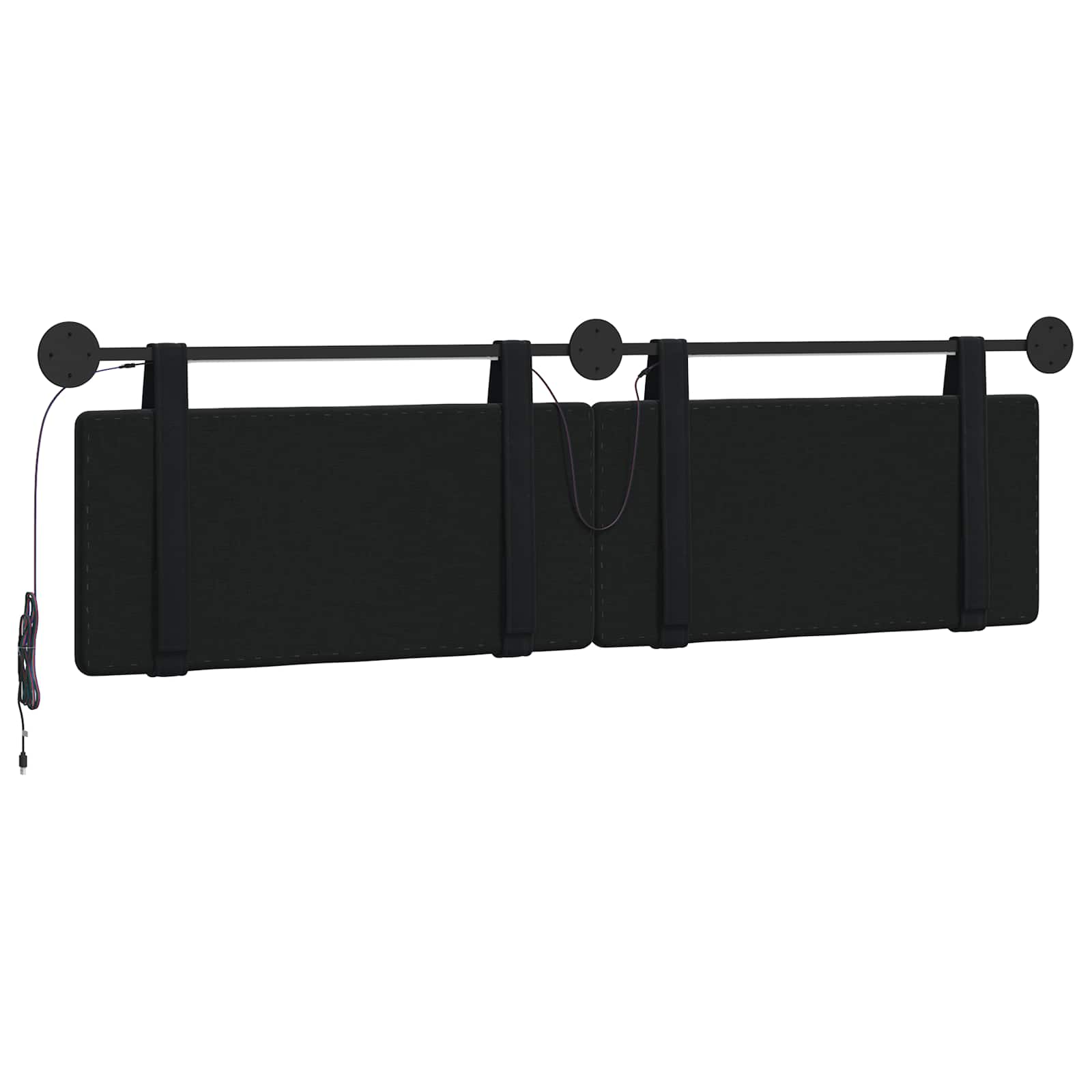 Hangend hoofdbord Met LED-verlichting Zwart Fluweel