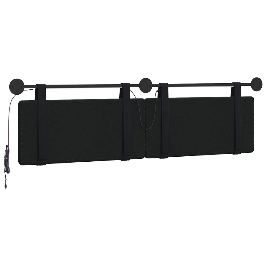 Hangend hoofdbord Met LED-verlichting Zwart Fluweel