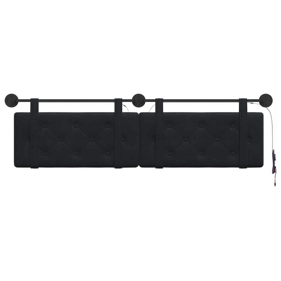 Hangend hoofdbord Met LED-verlichting Zwart Fluweel