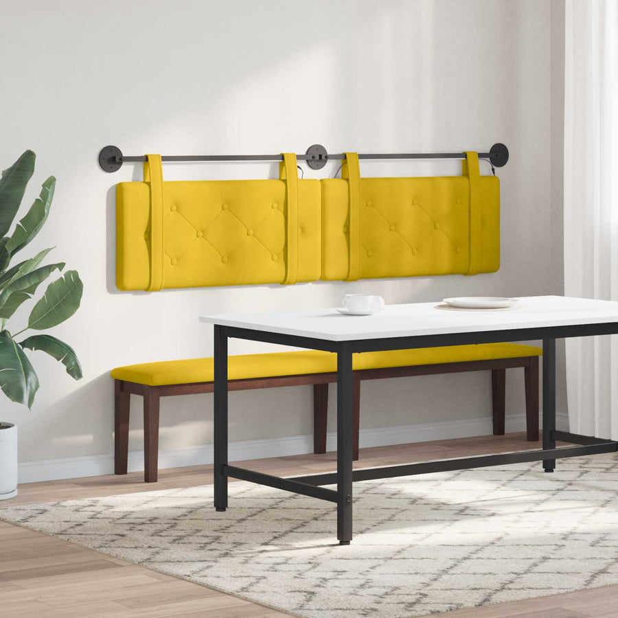 Hangend hoofdbord Met LED-verlichting Geel Fluweel