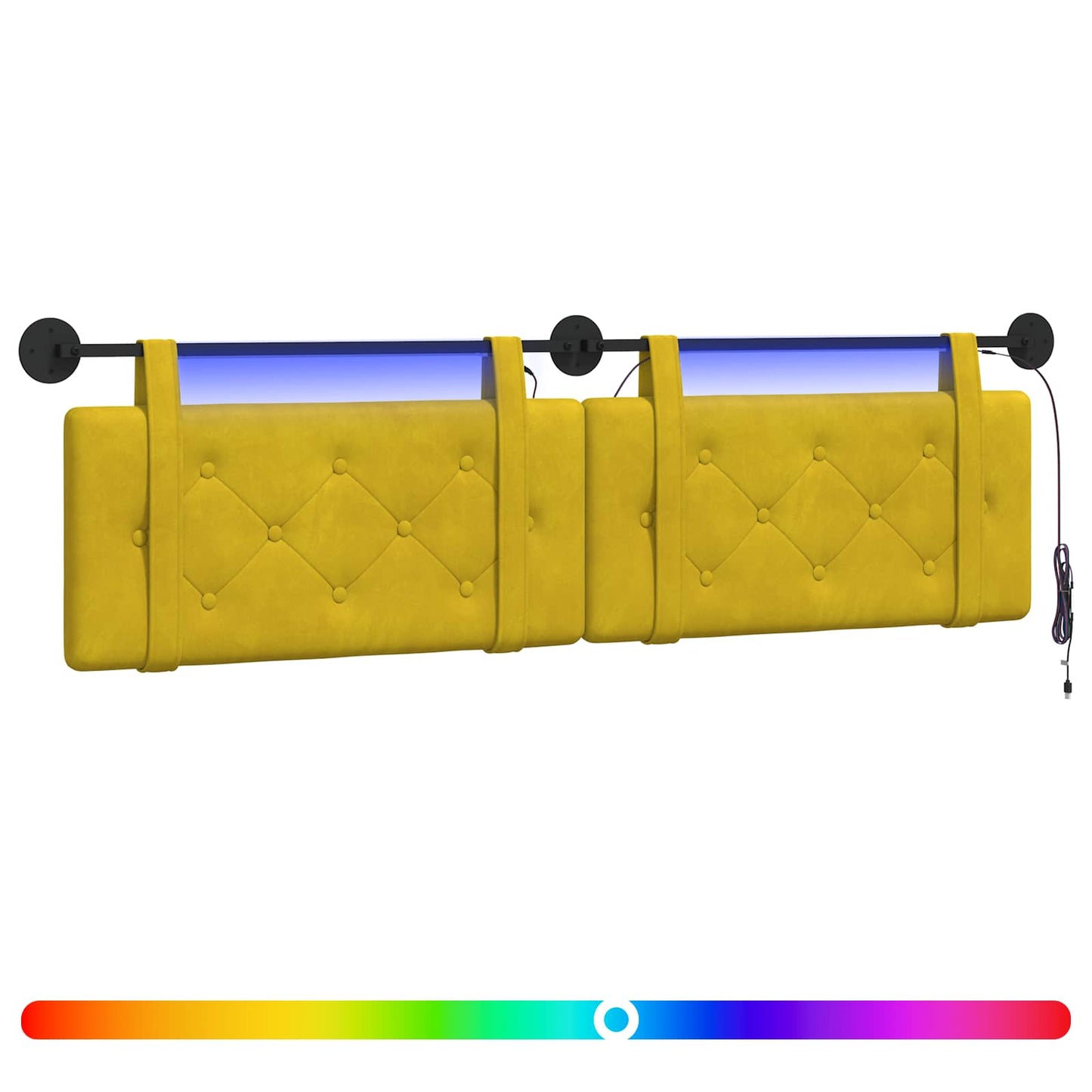 Hangend hoofdbord Met LED-verlichting Geel Fluweel